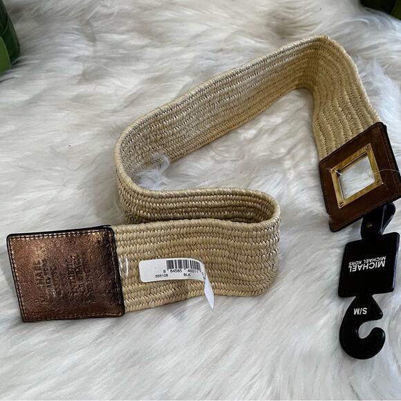 NEW Michael Kors Wide Stretch Square Crystal Turn Latch Clasp Waist Belt S/M NWT - Picture 11 of 16